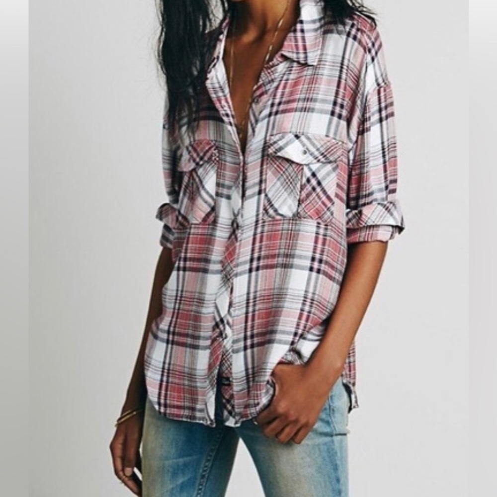 Rails x Free People Pink Button Down Top